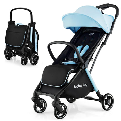 BABY JOY Lightweight Baby Stroller, Compact Travel Stroller for Airplane, Infant Toddler Stroller w/Adjustable Backrest & Canopy, Storage Basket, Self Standing Gravity Fold, Aluminium Frame (Pink)