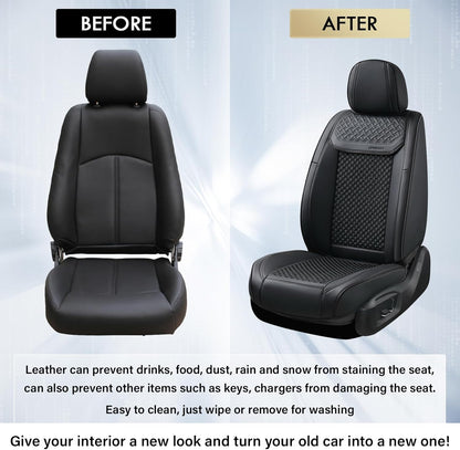 Coverado Leather Seat Covers for Car, Waterproof Car Seat Covers Full Set, 2 in 1 Conversions Car Seat Cover Protector Car Accessories Universal Fit for Most Cars SUVs and Trucks Beige