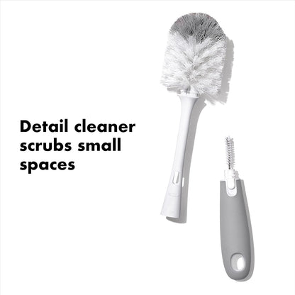 OXO Tot Bottle Brush with Nipple Cleaner and Stand – Gray, 2-Pack