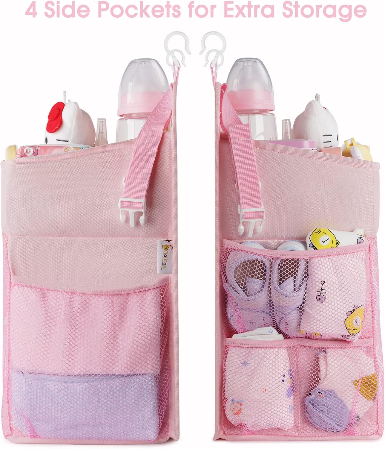 Maliton Changing Table Diaper Organizer - Baby Hanging Diaper Stacker Nursery Caddy Organizer for Cribs Playard Baby Essentials Storage (Gray)