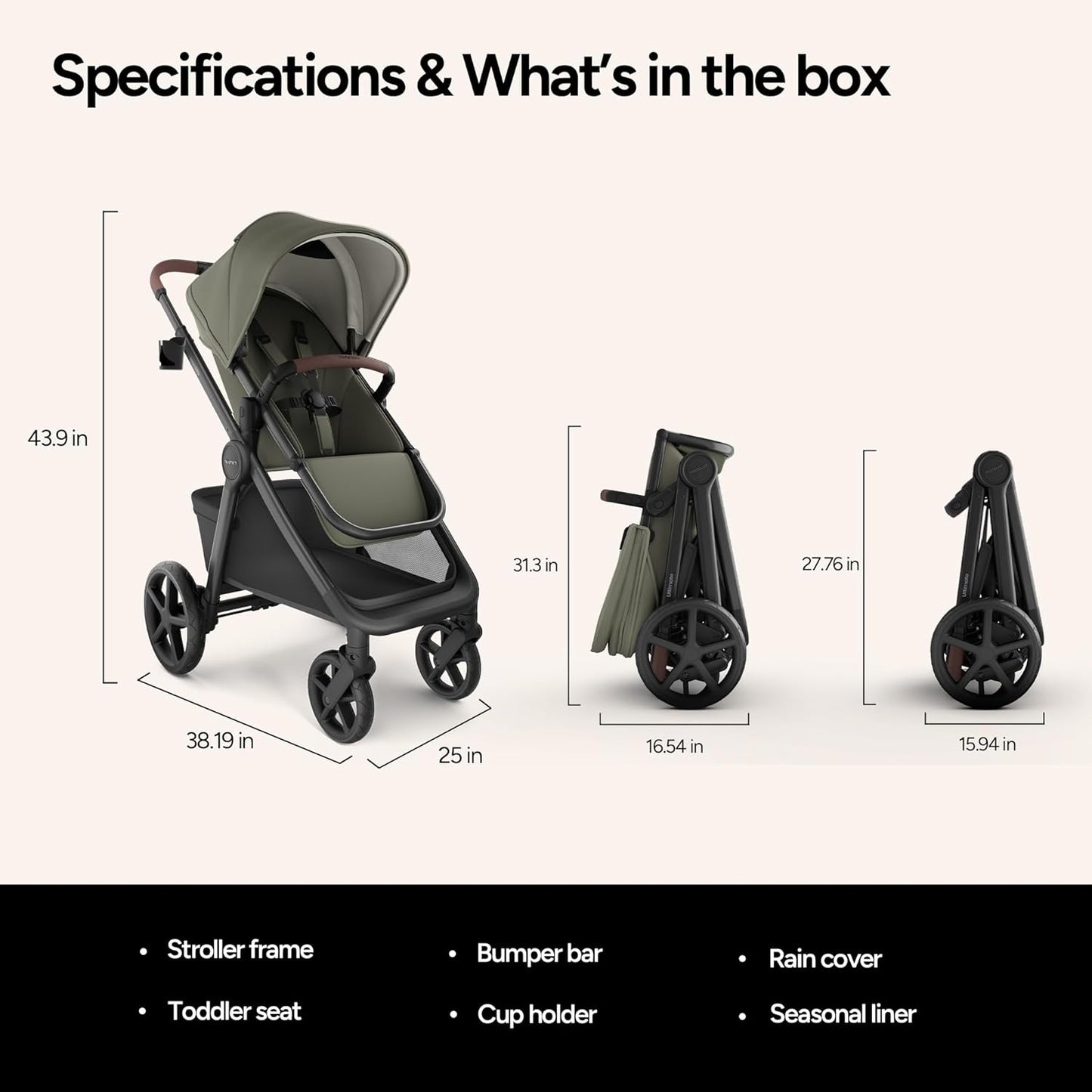 Mompush Ultimate2 Baby Stroller, Premium Convertible Full-Size Stroller for Toddler, Reversible Seat with One Hand Recline Adjustment, Car Seat Adapter Included