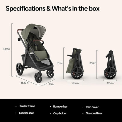 Mompush Ultimate2 Baby Stroller, Premium Convertible Full-Size Stroller for Toddler, Reversible Seat with One Hand Recline Adjustment, Car Seat Adapter Included