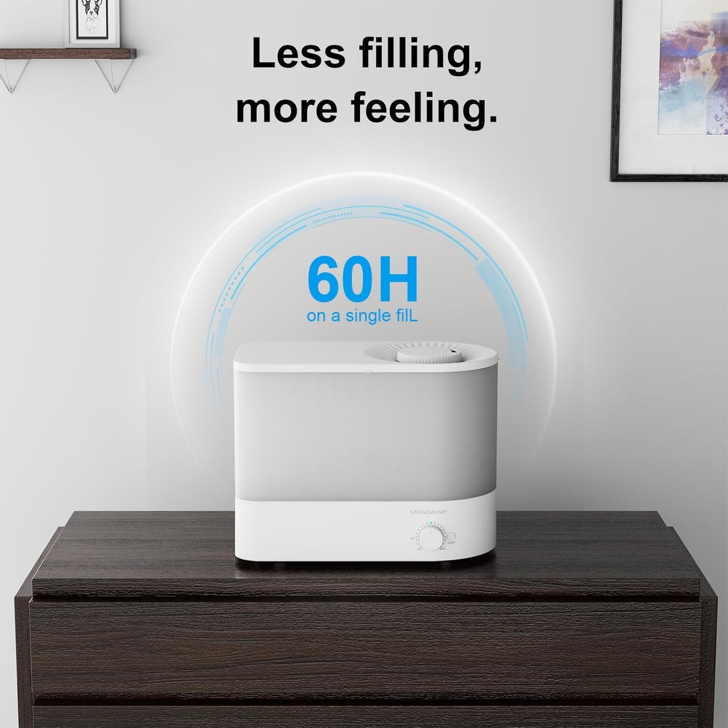 MegaWise Topfill 7-colour Night light humidifier for Kid bedroom with 3.5L Large Capacity, No leakage Design Fine Mist Output Auto Shutoff, Essential Oil Safe Tank
