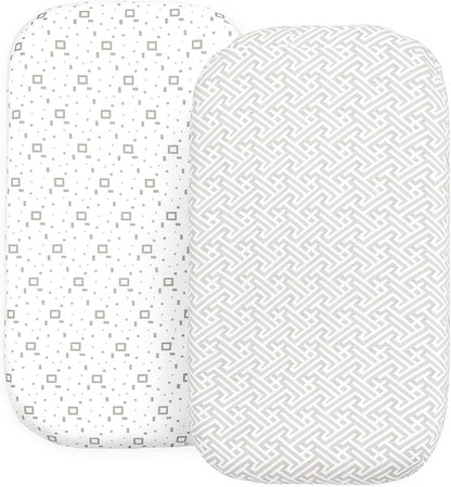 3-Pack Bedside Sleeper Bassinet Sheets | GOTS Certified Organic 100% Muslin Cotton | Ultra Soft & Breathable | 33×20×4” Fitted Sheets | Universal Fit 29–33” x 17–21” Pads