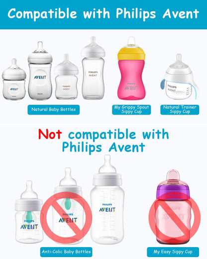 Sippy Cup Nipples for Philips Avent Natural Baby Bottles, My Grippy Spout Sippy Cup and Natural Trainer Sippy Cup, Soft 100% Silicone Sippy Spout Nipples, 6m+, 4 Count