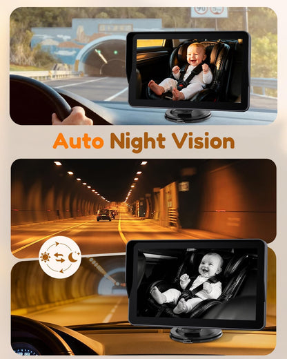 Yakry HD Baby Camera for Car 7.2-Inch: 3X Larger View, 5-Min USB Easy to Install, 1080P Auto Night Vision - 150° Wide Angle Car Seat Camera Full Backseat View for Kid & Infant Safety (Ages 0-5)
