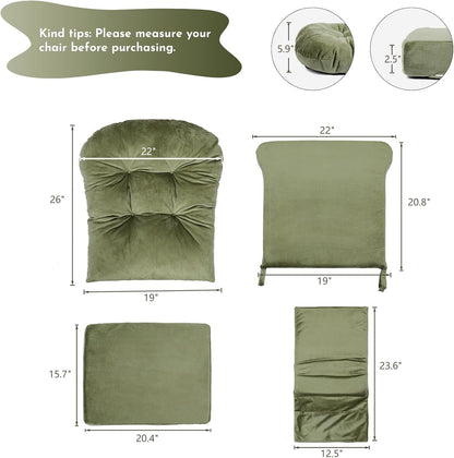 Lucky Monet 5Pcs Glider Rocker Replacement Cushions - Velvet Glider Cushions Replacement Set with Side Storage Pockets, Thick Glider Chair Cushions Washable & Non Slip, Cushion ONLY - Beige