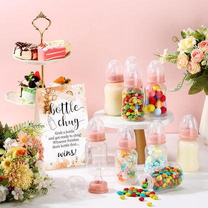 TrelaCo Bottle Chug Baby Shower Game 20 Pcs Baby Bottles Shower Favor with 1 Greenery Theme Sign for Gender Reveal Party Supplies Gifts(Green)