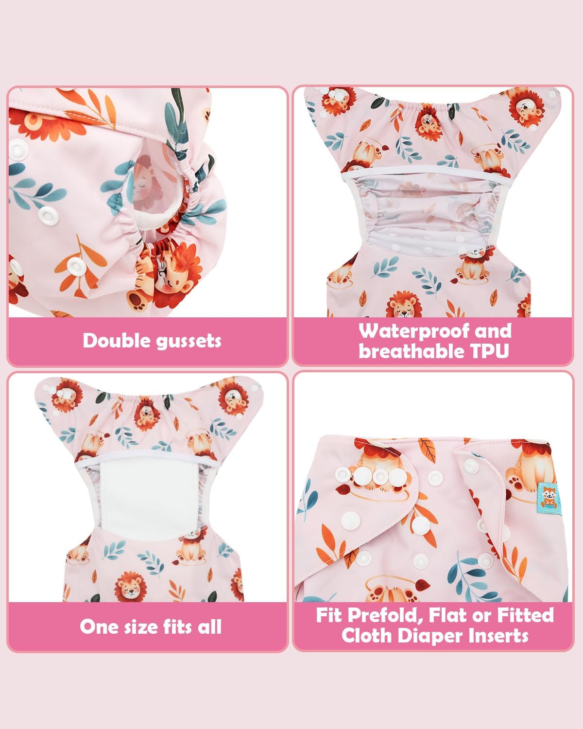 ALVABABY 6pcs Cloth Diaper Covers &1 Wet Dry Bag, Washable Reusable Cloth Nappy Shell for Prefold with Multi-Functional Bag, Flat or Fitted Diaper Inserts 6NKZ06