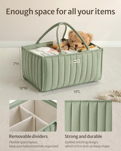 Blissful Diary Baby Diaper Caddy Organizer, Stylish Storage Basket for Newborn Essentials and Diaper Station, Gift for Baby Shower and Registry Must-Have, Mocha Brown