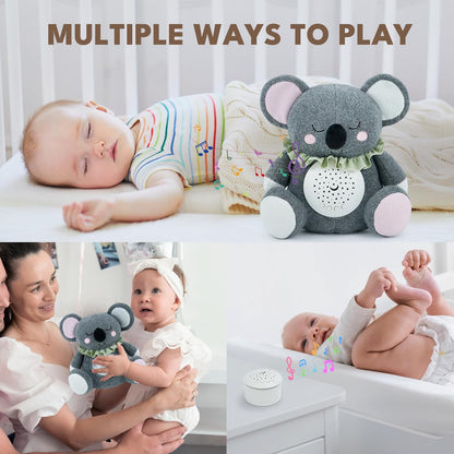Baby Sleep Soother Bedtime Bear with Night Light Star Projector, Soft Cotton Stuffed Animal Toys for Boys Girls, Lullaby Music, White Noise for Newborn Shower Gifts