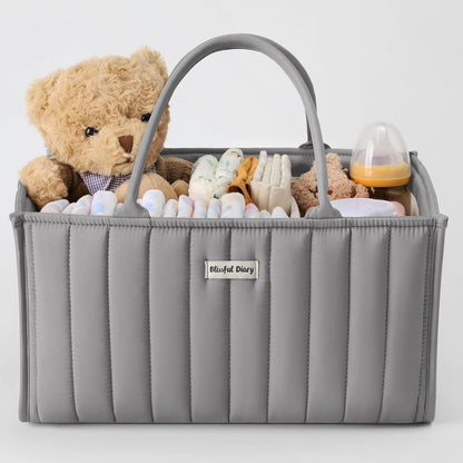 Blissful Diary Baby Diaper Caddy Organizer, Stylish Storage Basket for Newborn Essentials and Diaper Station, Gift for Baby Shower and Registry Must-Have, Mocha Brown