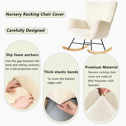 Nursery Rocking Chair Cover,1 Piece Glider Chairs Cover Slipcovers,Soft with Elastic Bottom Spandex Jacquard Small Checks,Furniture Protector Washable
