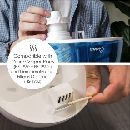 Crane Droplet Ultrasonic Small Air Humidifiers for Bedroom and Office, 0.5 Gallon Cool Mist Humidifier for Plants and Home, Humidifier Filters Optional, White