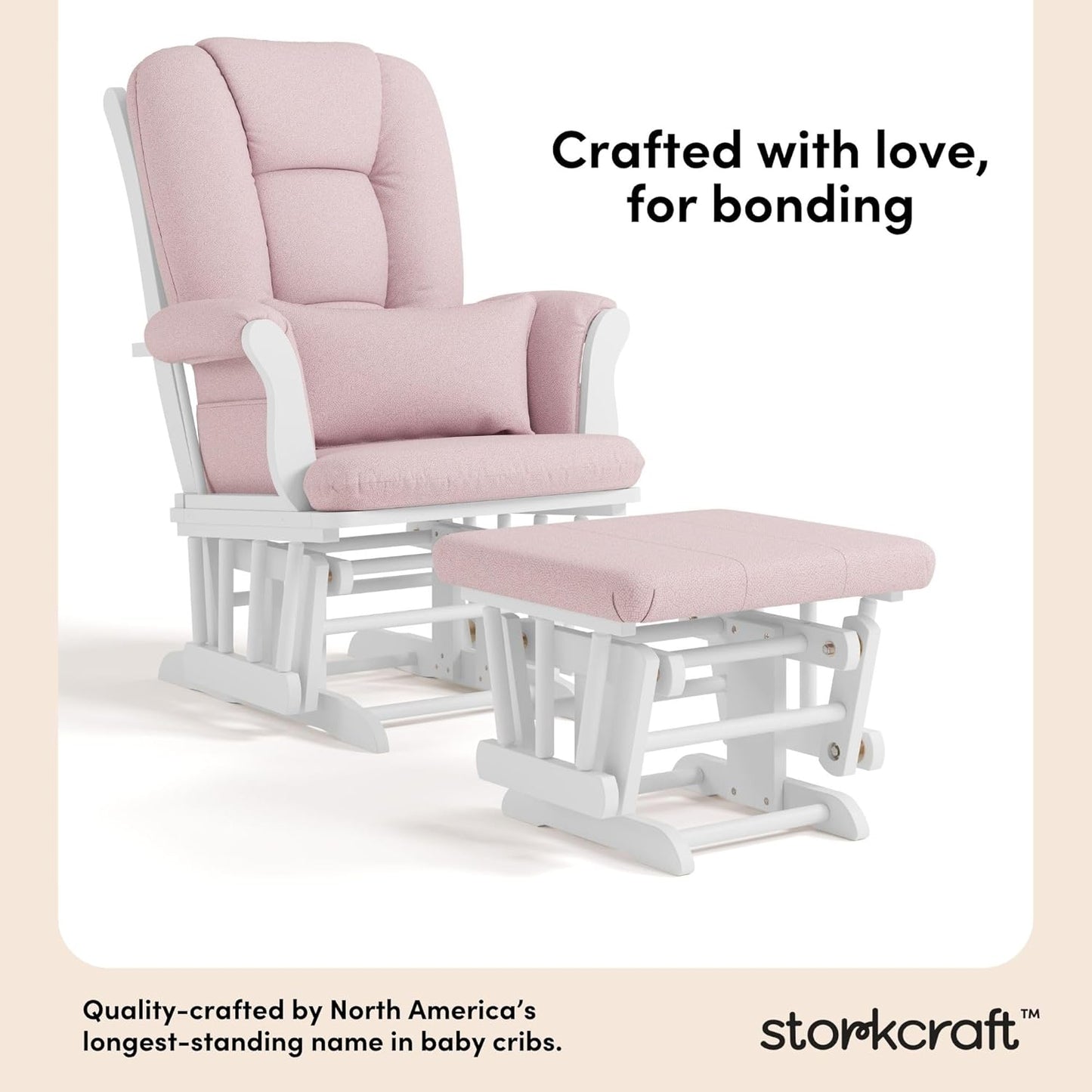 Storkcraft Tuscany Glider with Ottoman (Black/Gray) — GREENGUARD Gold Certified, Bonus Lumbar Cushion Included, Solid Wood Base, Smooth Motion, Award-Winning Nursery Rocking Chair, Glider and Ottoman