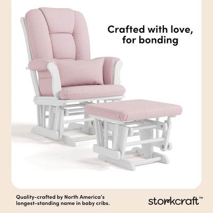 Storkcraft Tuscany Glider with Ottoman (Black/Gray) — GREENGUARD Gold Certified, Bonus Lumbar Cushion Included, Solid Wood Base, Smooth Motion, Award-Winning Nursery Rocking Chair, Glider and Ottoman
