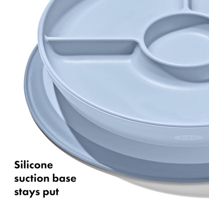 OXO Tot Stick and Stay Suction Divided Plate - Opal