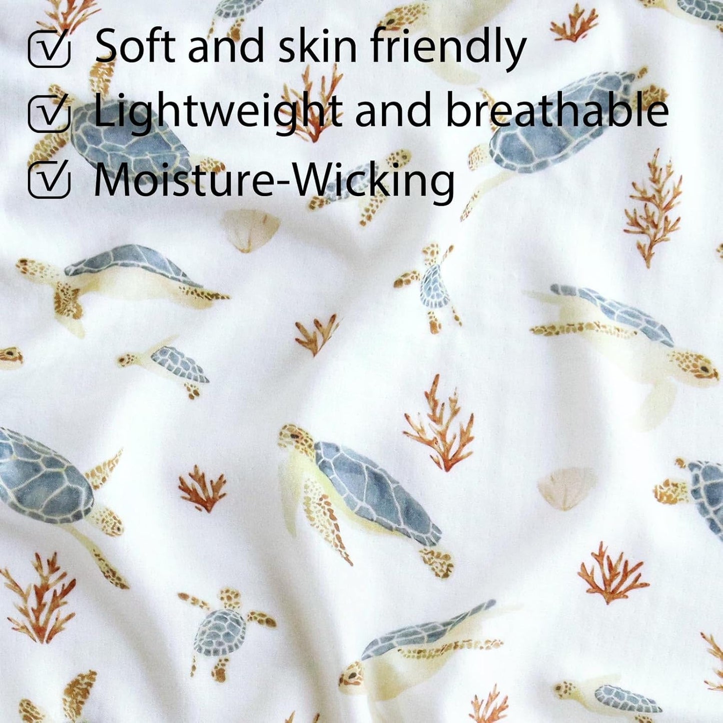 LifeTree Crib Sheets for Baby Unisex - Muslin Fitted Crib Sheets Toddler Bed Sheet, 70% Viscose from Bamboo and 30% Cotton, Fits Mini Crib & Pack and Play Playard, Bear, 26in x 38in