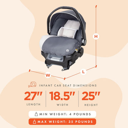 Baby Trend 2-Pack Infant Car Seat & Base with 5-Point Safety Harness, 4-Position Height Adjustment & Push-Button Release, Ally 35, Magnolia - Convertible Travel System & Support for Babies & Toddlers