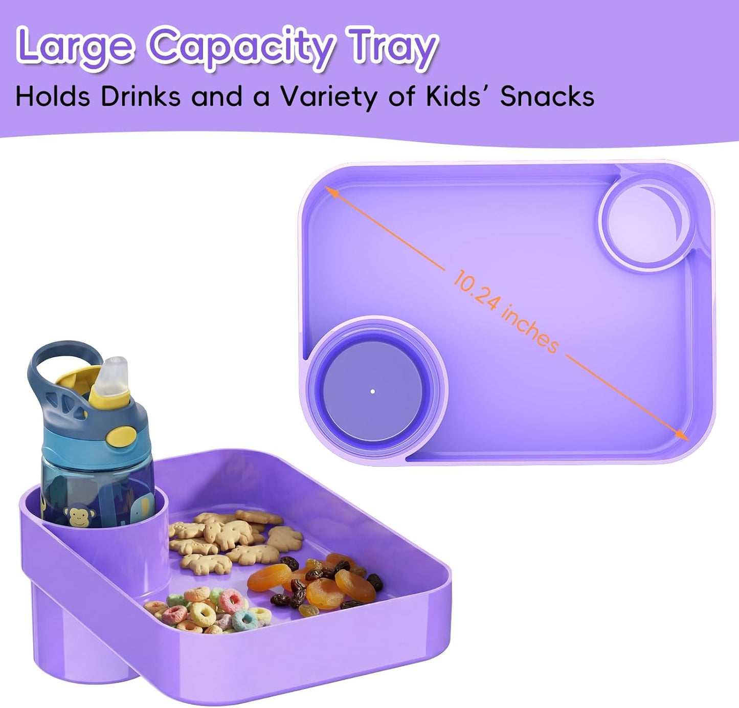 Kids Car Seat Tray, Travel Tray with Cup Holder for Toddler Baby, Kids Car Seat Food Snack Organizer for Road Trip, Stroller Snack Organizer Travel Must Haves Toddler Must Haves (Dark Gray, 1PCS)