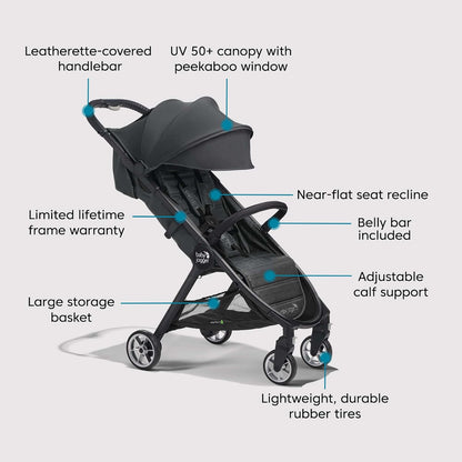 Baby Jogger City Tour 2 Carry-On Approved Travel Stroller, Ultra-Compact Baby Stroller, Lightweight, Easy Fold, Baby Travel Essential, Pitch Black