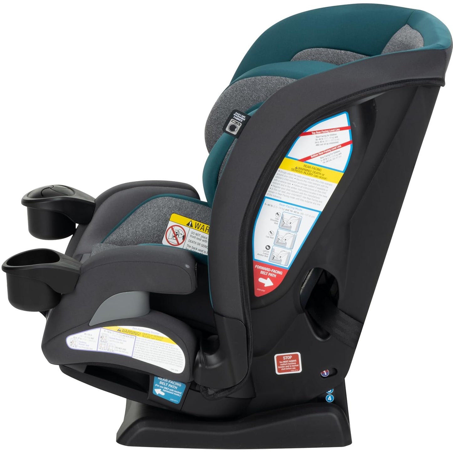 Safety 1st EverSlim 4-in-1 Convertible Car Seat, SecureTech Chest Clip, Ultra-Slim, 4-Mode Infant to Booster, Baby Car Seat, 5-100 lbs, Memory Foam, Office Space
