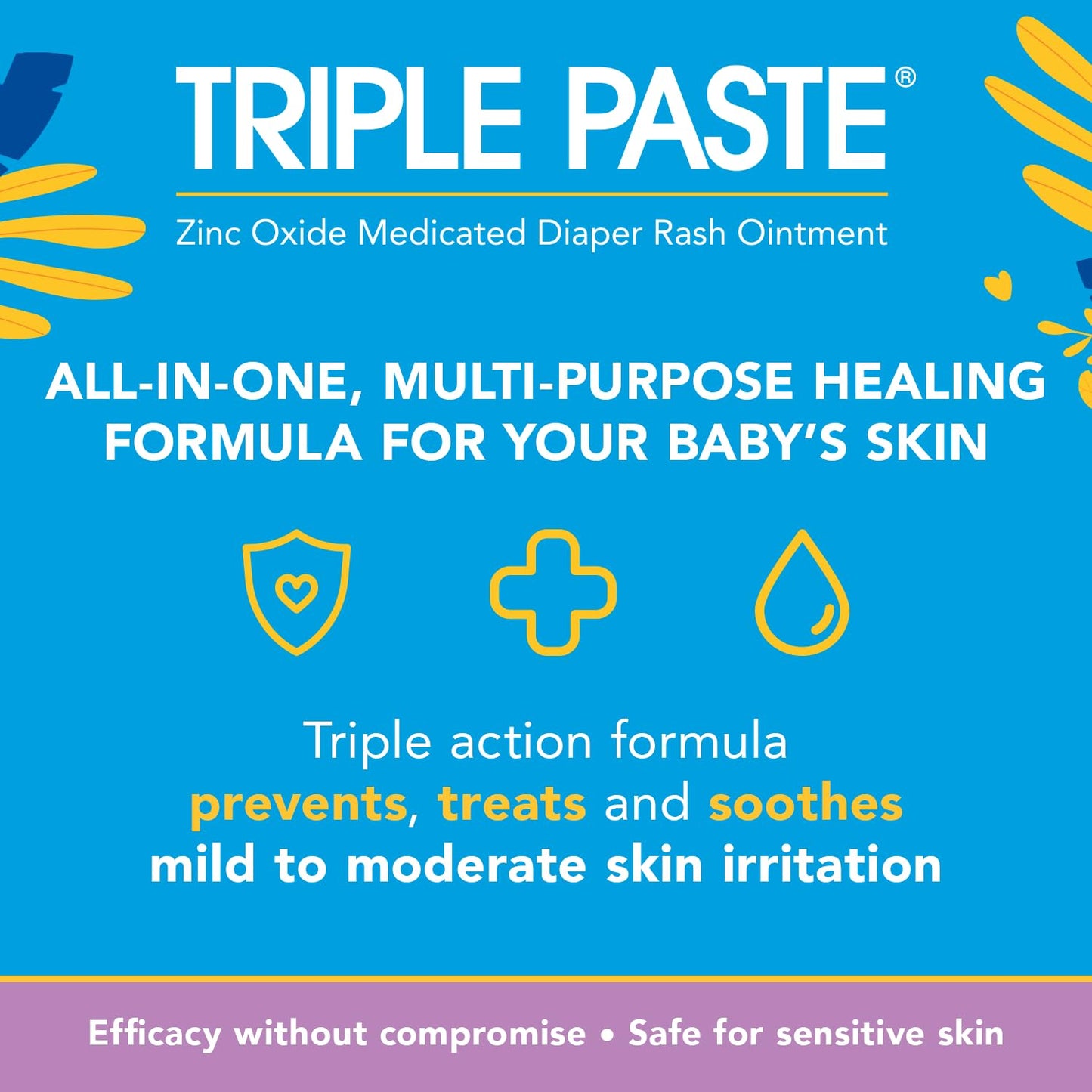 Triple Paste 3X Max Diaper Rash Ointment for Baby, Maximum Strength with 40% Zinc Oxide Ointment for Serious Diaper Rash, 6 oz Tube