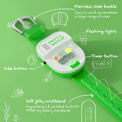 Potty Watch for Kids Potty Training - Potty Training Watch with 3 Fun Flashing Lights and Music - Water-Resistant Watch - Potty Watch Remind Kids Every 30, 60 or 90 Minutes - Pink