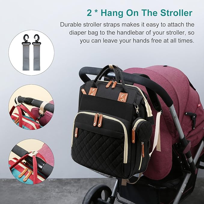 Awanhe Baby Diaper Bag Backpack with Changing Station, Waterproof Bags for Boys & Girls, USB Charging Port, Black