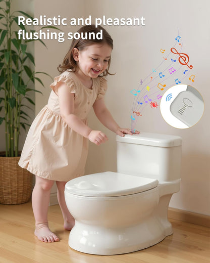 Realistic Potty Training Toilet - Flushing Sounds, Wipes Storage, Disposable Liners, Easy to Clean for Toddler Boys and Girls (Pink)