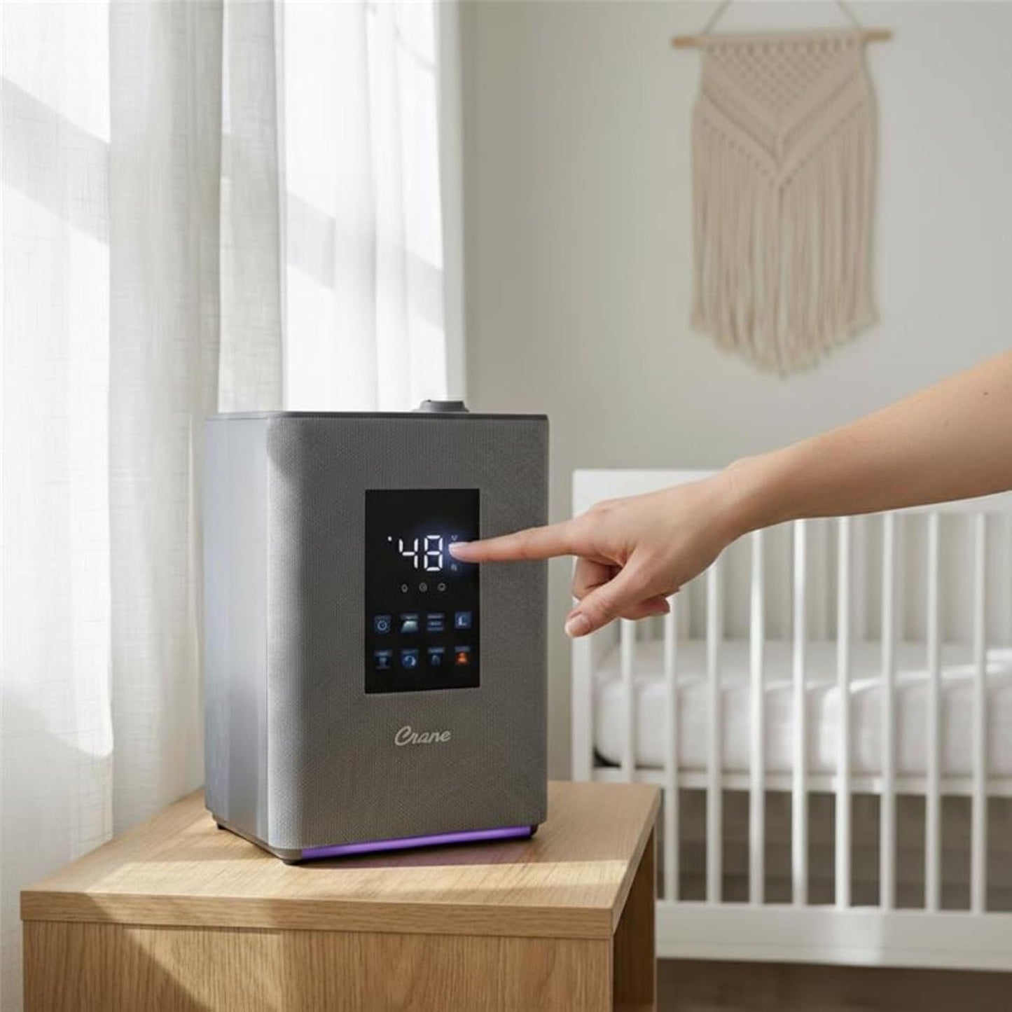 Crane 0.7 Gallon Top Fill Cool Mist Humidifier and Aroma Diffuser, with Color-Changing Night Light and Aroma Diffuser Function, Humidifier For Bedroom, Office or Nursery