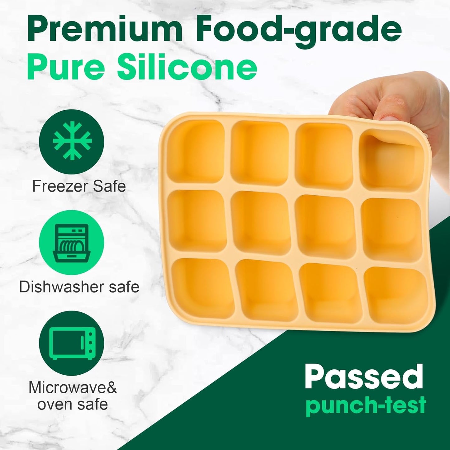 Mimorou 3 Pack Baby Food Freezer Tray with Lids 2.8 oz x 12 Cups Silicone Baby Food Storage Container Ice Cube Freezer Molds for Homemade Vegetable Fruit Purees Snack(12 Cups,White, Yellow, Brown)