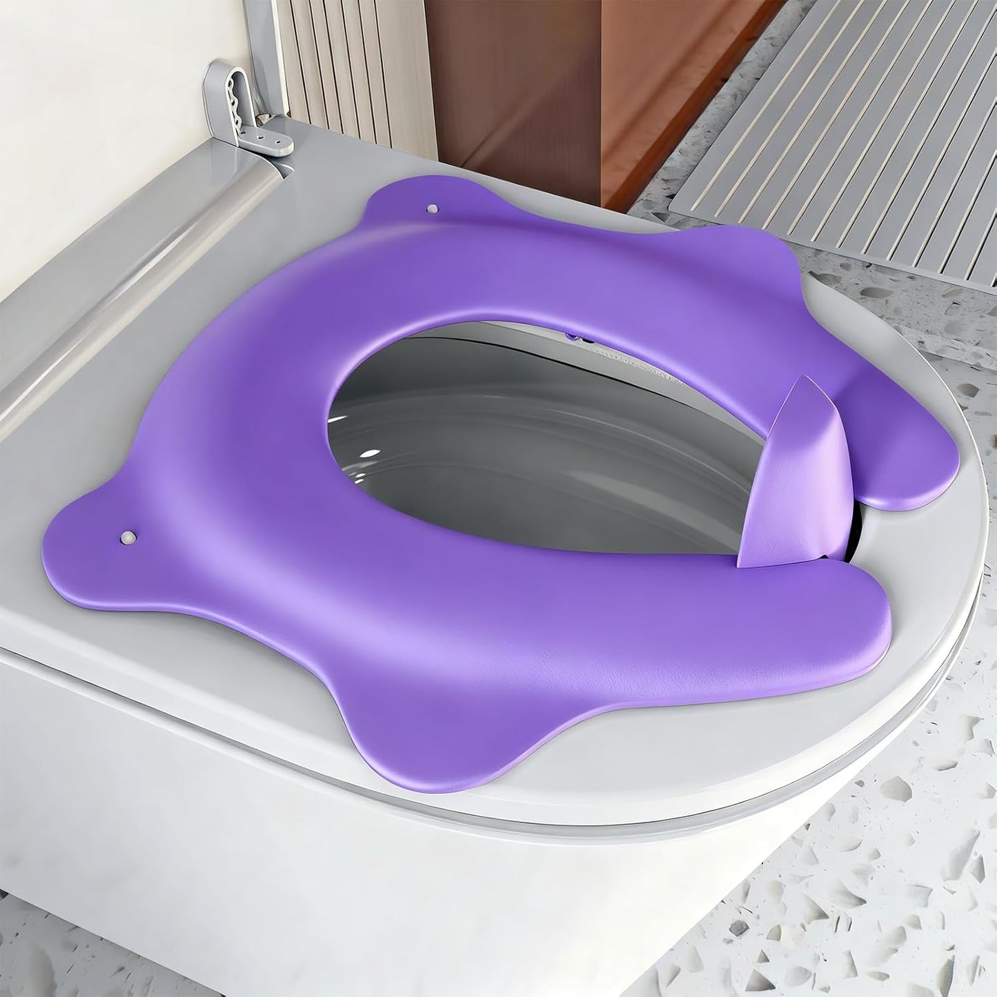 Foldable Travel Potty Seat for Toddler, Portable Toilet Training Seat for Kids on The Go, Fits Round & Oval Toilets with Non-Slip Base & Travel Bag for Car Airplane Essentials, Grey