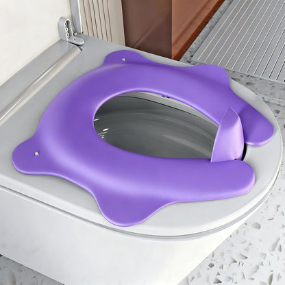 Foldable Travel Potty Seat for Toddler, Portable Toilet Training Seat for Kids on The Go, Fits Round & Oval Toilets with Non-Slip Base & Travel Bag for Car Airplane Essentials, Grey