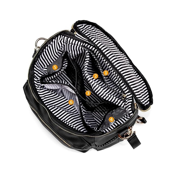 Minsong Diaper Bag Backpack,Fashion Leather Mommy Backpacks,Travel Toddler Baby Diaper Bags with in Bag Organizer and Changing Pad (Black)