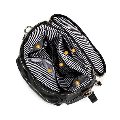 Minsong Diaper Bag Backpack,Fashion Leather Mommy Backpacks,Travel Toddler Baby Diaper Bags with in Bag Organizer and Changing Pad (Black)