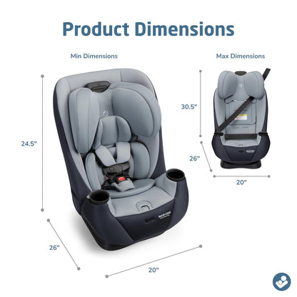 Maxi-Cosi Pria All-in-One Convertible Car Seat, Infant to Toddler Car Seat, Easy-Install Harness, Machine-Washable Cover, 5-100 lbs, Sea Shadow