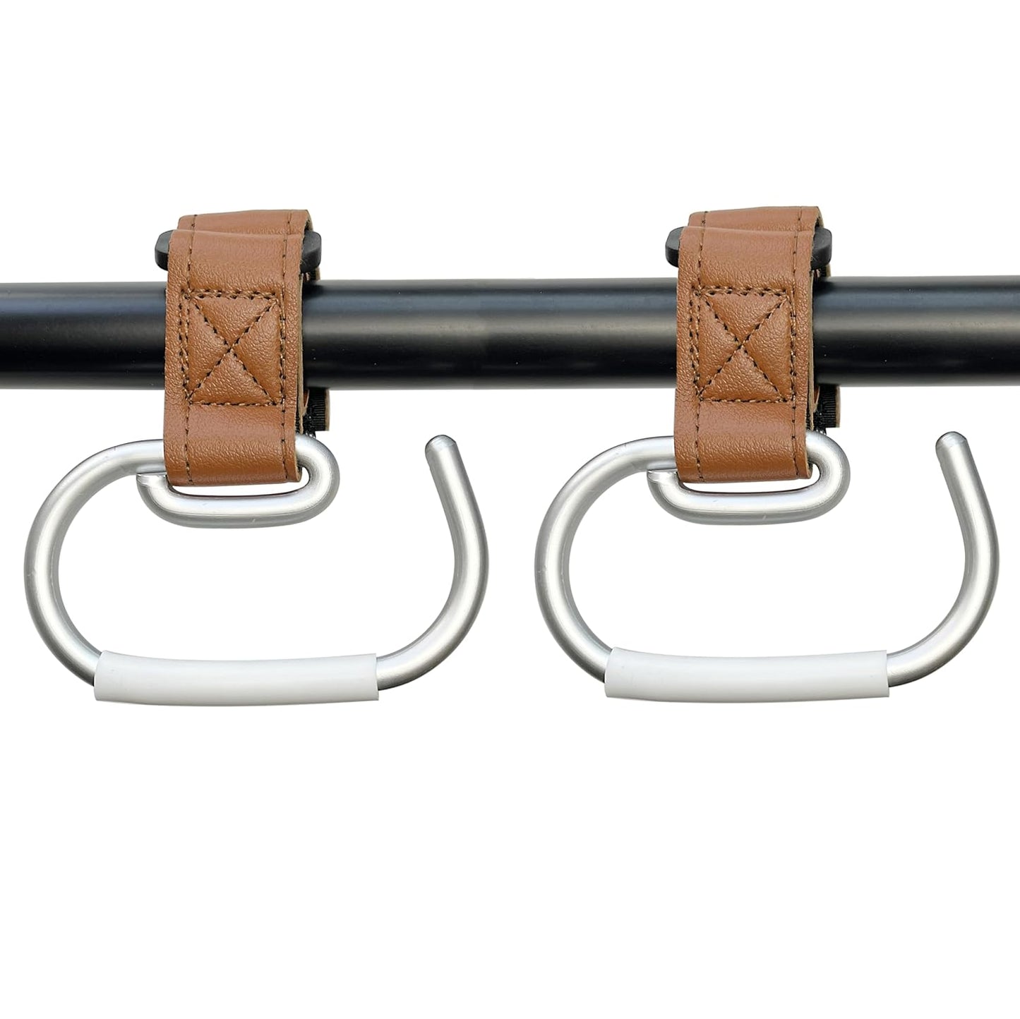2 Pcs Stroller Hooks, Mommy Stroller Clip and Stroller Accessories Organizer Hook, Brushed Aluminum Hook for Strollers/Walkers/Mobility Scooter/Wheelchair/Rollator(Black)