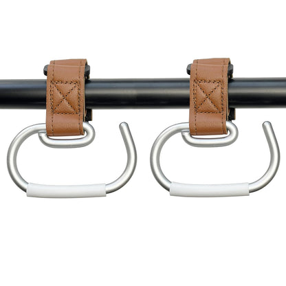 2 Pcs Stroller Hooks, Mommy Stroller Clip and Stroller Accessories Organizer Hook, Brushed Aluminum Hook for Strollers/Walkers/Mobility Scooter/Wheelchair/Rollator(Black)