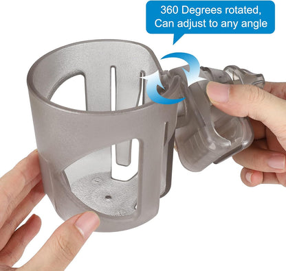 Accmor Universal Cup Holder, Stroller Cup Holder with Phone Holder, 360° Rotatable Large Caliber Designed Bottle Holder for Stroller, Bike, Wheelchair, Walker, Scooter