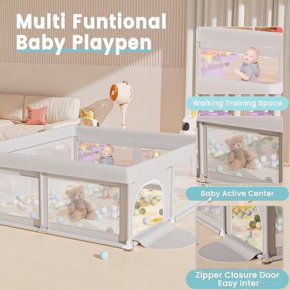 Hiaksedt Baby Playpen 50x50 Inch, Play Pens for Babies and Toddlers Baby Fence Play Yards for Indoor & Outdoor with Breathable Mesh Anti-Fall Playpen