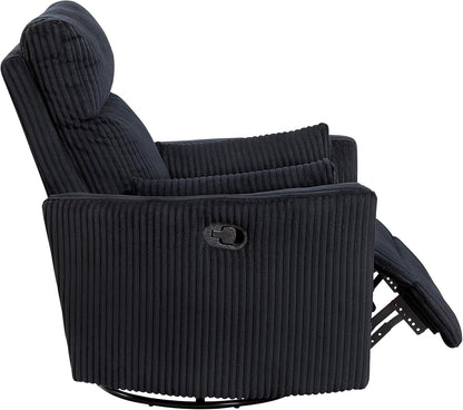 Lexicon Modern Swivel Glider Recliner Chair, Nursery Glider, Corduroy Fabric Upholstery Recliner with 2 Lumbar Pillows, Manual Reclining Sofa Chair for Living Room/Office/Apartment, Beige