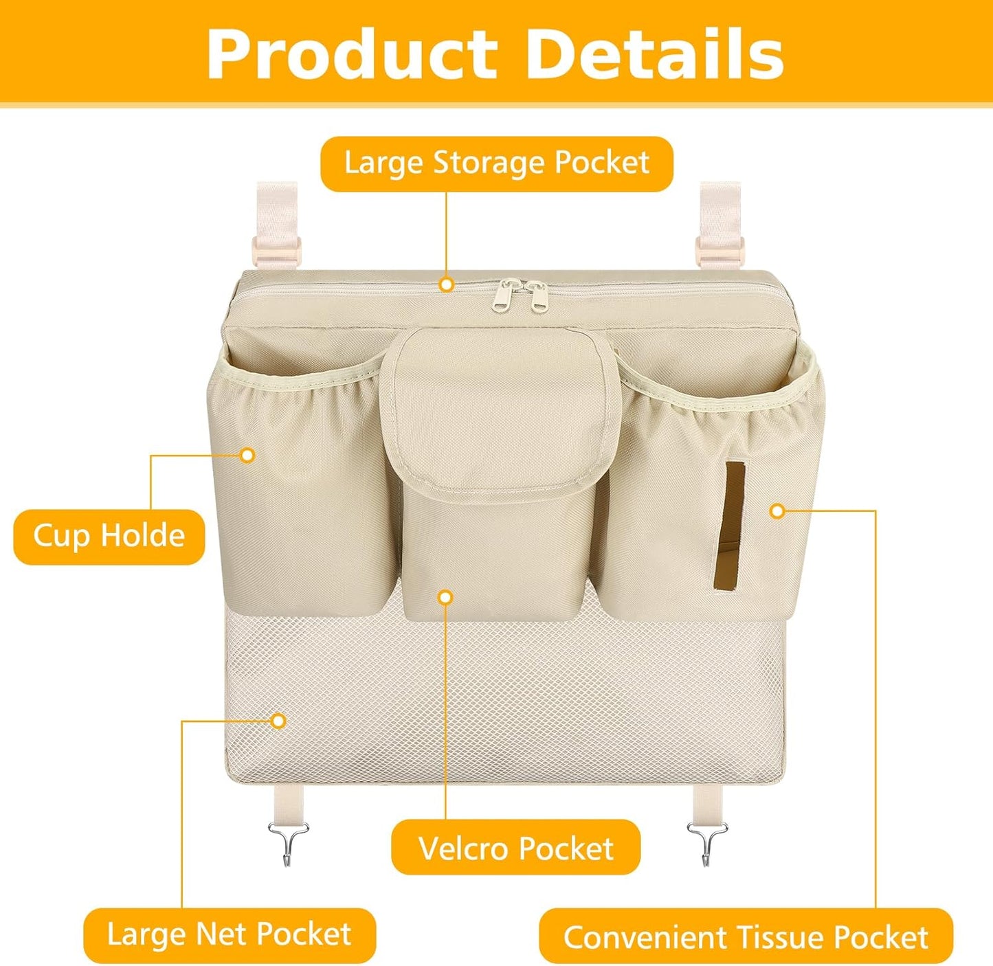 Accmor Stroller Organizer, Universal Large Capacity Stroller Bag Caddy Organizer Accessories for Uppababy, Nuna, Doona, Britax Strollers, Black