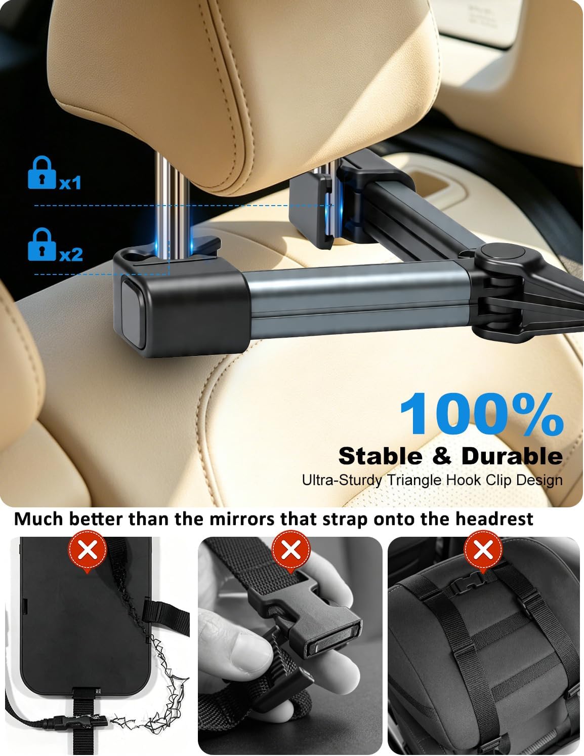 Kairiyard Baby Car Mirror, Hook Clip Car Back Seat Mirror for Baby Rear Facing, Clear Wide View Stable Safety Shatterproof 360° Rotation, Easily Observe the Baby
