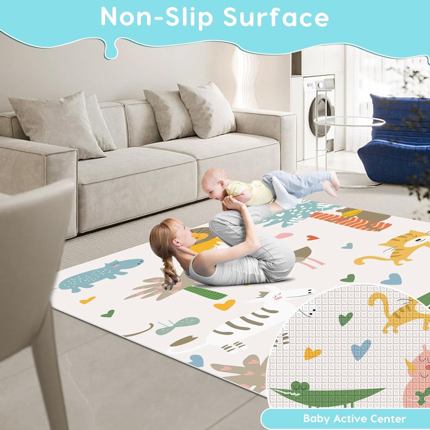 Fshibila 74" ×50" Large Baby Playpen, Baby Playard for Babies and Toddlers, Baby Fence Play Pens for Indoor & Outdoor, Sturdy Safety Play Yard with Soft Breathable Mesh, Anti-Fall, Grey