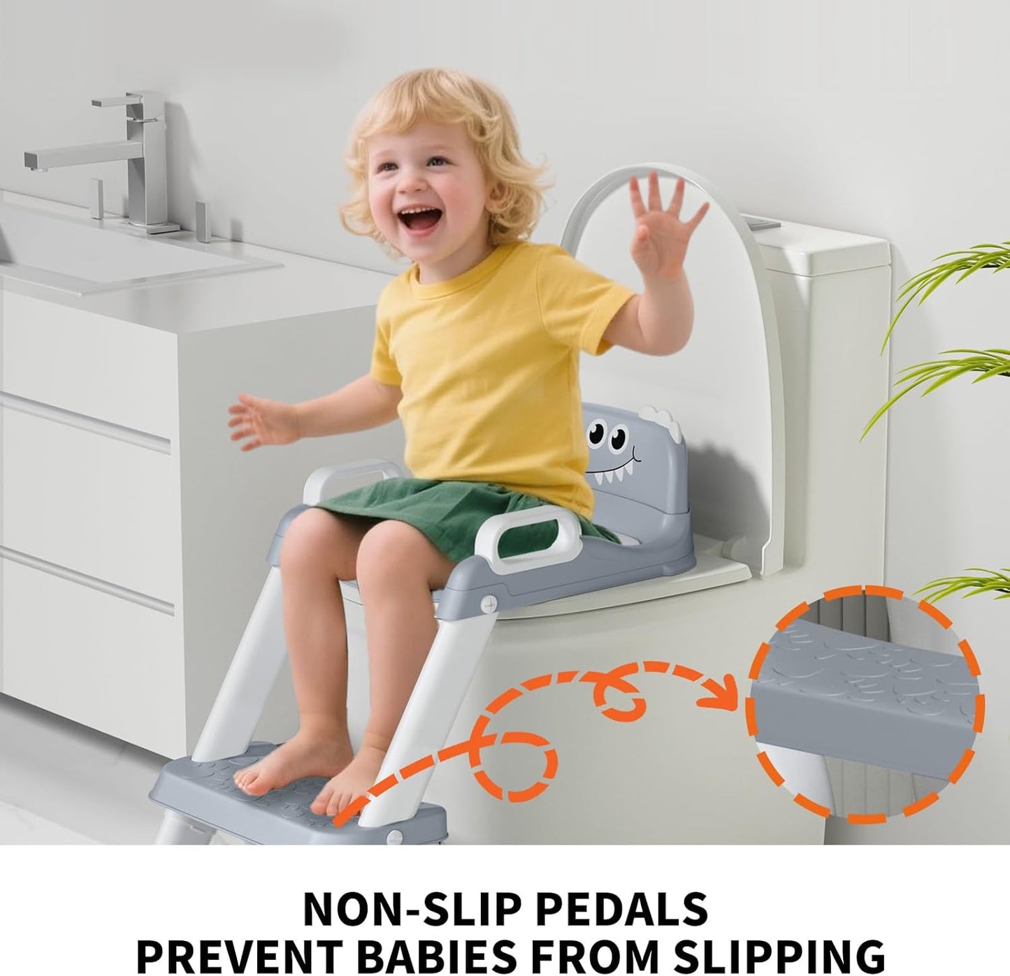 Potty Training Seat for Toddlers, 2 in 1 Potty Training Toilet with Anti-Slip Pad Step Stool, Toddler Toilet Seat for Boys and Girls (Include 2 Ducks)