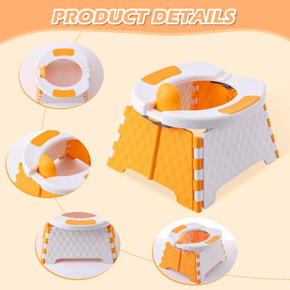 Portable Potty Chair for Toddlers with Splash-Proof Design, Foldable Travel Potty with Bag & 30 Refills - Kids Toilet for Car, Camping, Indoor - Easy Clean Baby Potty Training Seat(Red-blue)