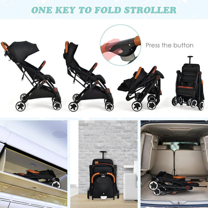 INFANS Lightweight Baby Stroller, Compact Infant with One-Hand Fold, Travel Stroller for Airplane with Cup Holder, Canopy 5-Point Harness Foot Cover for 6-36 Month