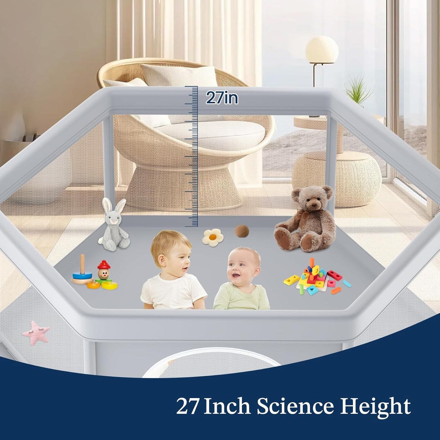 Large Baby Playpen for Babies and Toddlers, Playpen 74×50, Large Baby Play Yards Indoor & Outdoor, Sturdy Safety Baby Play Pen with Soft Breathable Mesh, Toddlers Activity Center with Anti-Slip Base
