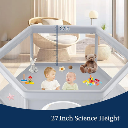 Large Baby Playpen for Babies and Toddlers, Playpen 74×50, Large Baby Play Yards Indoor & Outdoor, Sturdy Safety Baby Play Pen with Soft Breathable Mesh, Toddlers Activity Center with Anti-Slip Base
